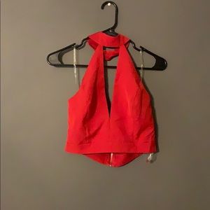 Red halter crop top